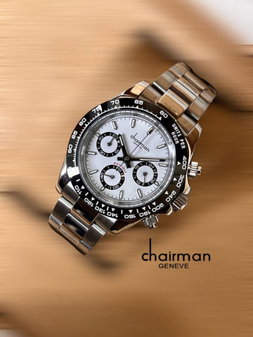 Chairman Geneve Silver Chain White Dial Gents Watch