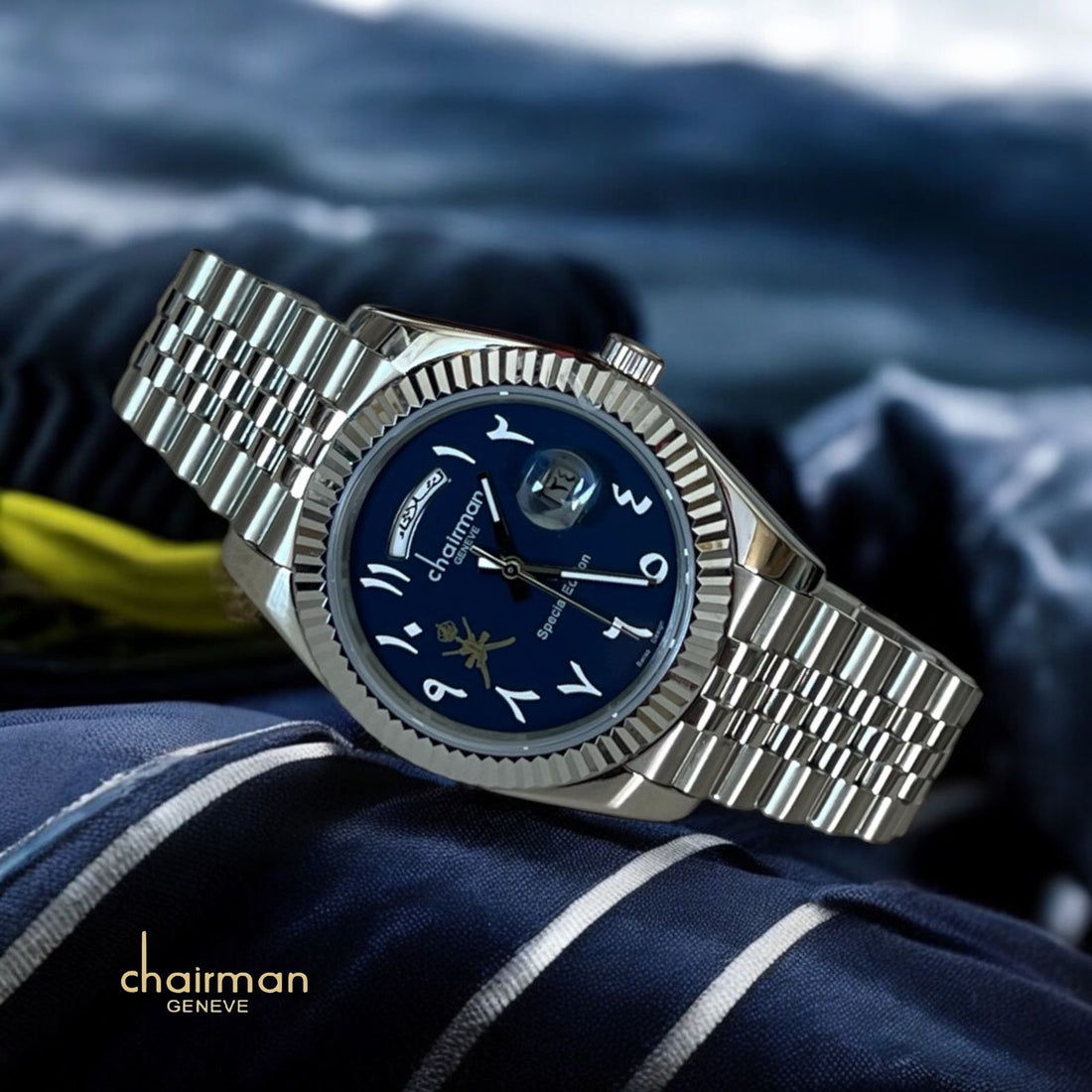 Chairman Geneve Special Edition Arabic Dated And Day Blue Dial Gents Watch