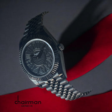 Chairman Geneve Swiss Design Black Dial Black Gents Watch
