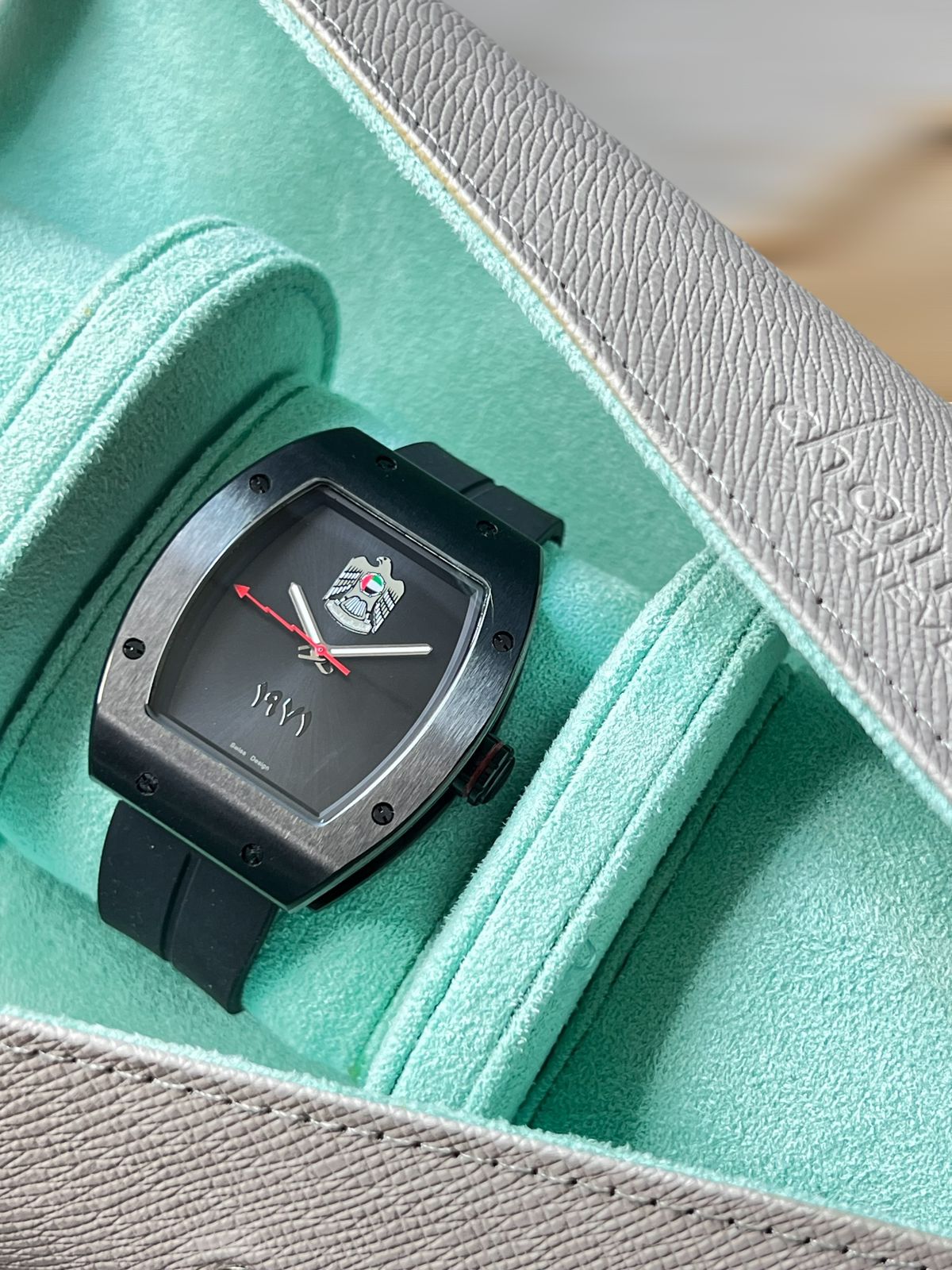 Chairman Geneve UAE Emblem Black Dial Black Strap Gents Watch – DealDXB