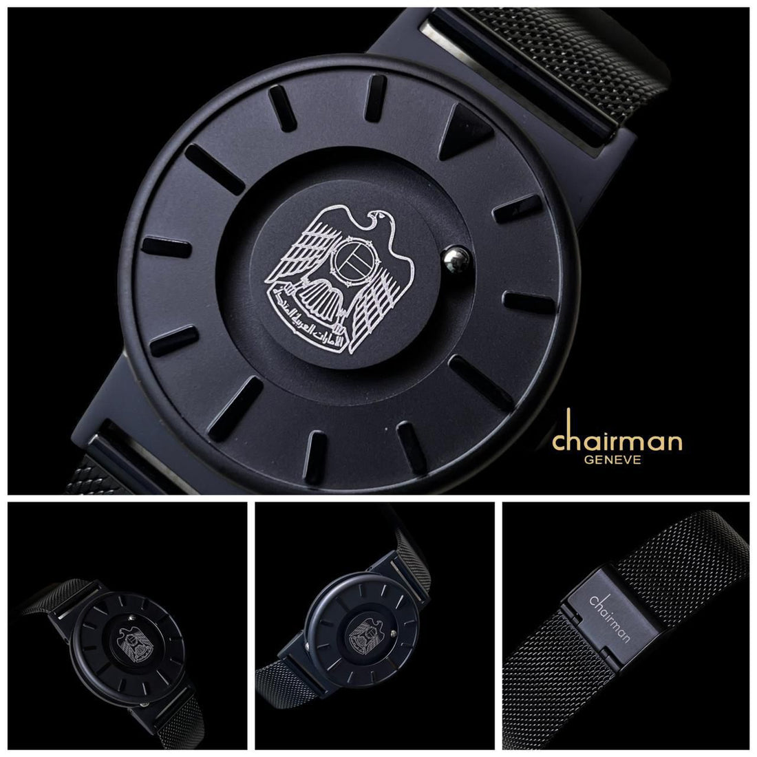 Chairman Geneve UAE Emblem Black Gents Watch