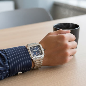 Chairman Geneve UAE Emblem Dated Roman Blue Dial Silver Chain Gents Watch