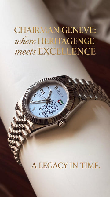 Chairman Geneve Flag Arabic Baby Grey Dial Golden Chain Ladies Watch