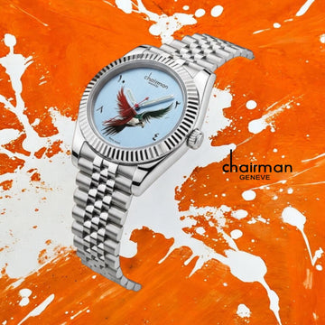 Chairman Geneve Flag Arabic Baby Grey Dial Silver Chain Gents Watch