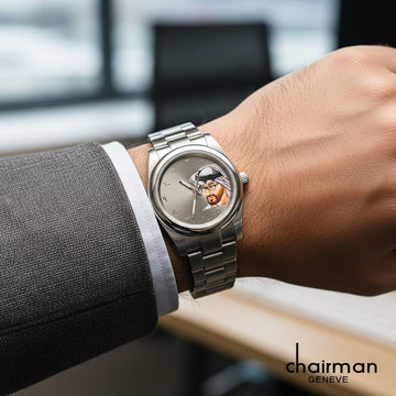 Chairman Geneve UAE Sheik Arabic Grey Dial Silver Chain Gents Watch