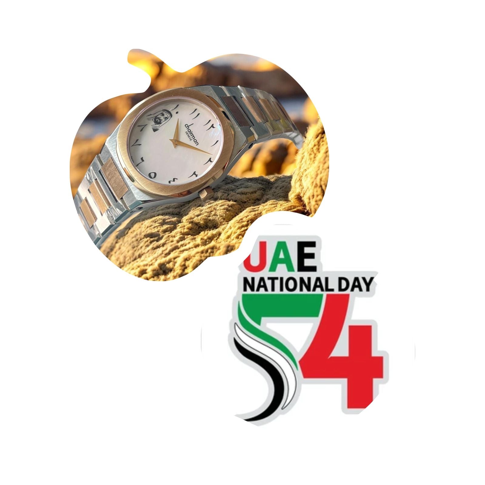 Chairman Geneve UAE Sheik Arabic White Dial Gold And Silver Chain Gents Watch