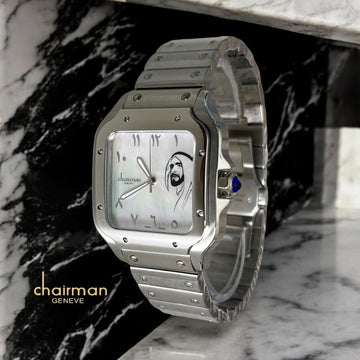 Chairman Geneve UAE Sheik Arabic White Dial Silver Chain Gents Watch
