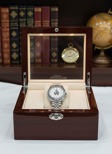 Chairman Geneve UAE Sheikh Arabic White Dial Silver Chain Gents Watch