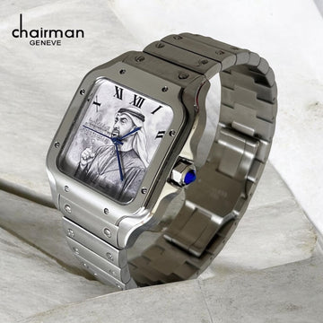 Chairman Geneve UAE Sheikh Roman Grey Dial Silver Chain Gents Watch