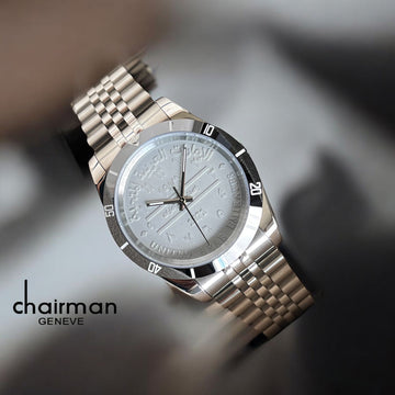 Chairman Geneve United Arab Emirates Arabic Grey Dial Silver Chain Gents Watch