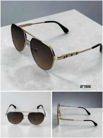 Chairman Luxury Brown And Golden Unisex Sunglass