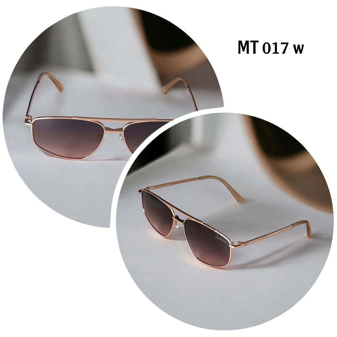 Chairman MT017W Golden Frame Brown Sunglass