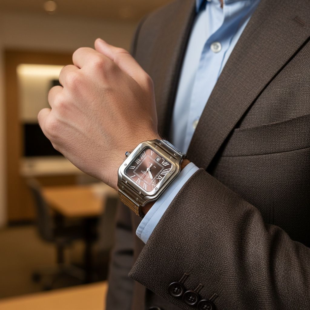 Chairman Geneve Brown Dated Roman Dial Baby Brown Chain Gents Watch