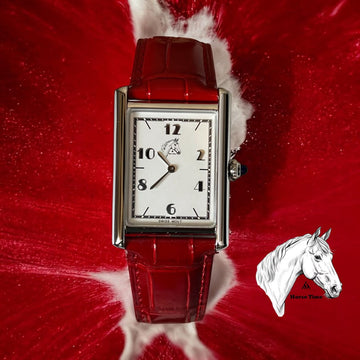 Horse Time Luxury Trends White Dial Red Strap Gents Watch