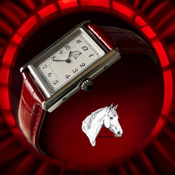 Horse Time White Dial Maroon Strap Gents Watch