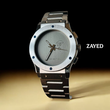 Limited Edition Zayed UAE Sheik Grey Dial Silver Chain Gents Watch