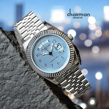 Special Edition Chairman Geneve Dated Grey Dial Silver Chain Gents Watch