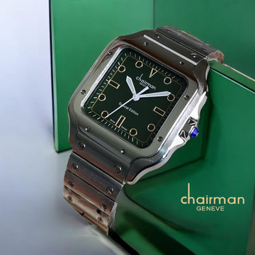 Special Edition Chairman Geneve Green Dial Silver Chain Gents Watch