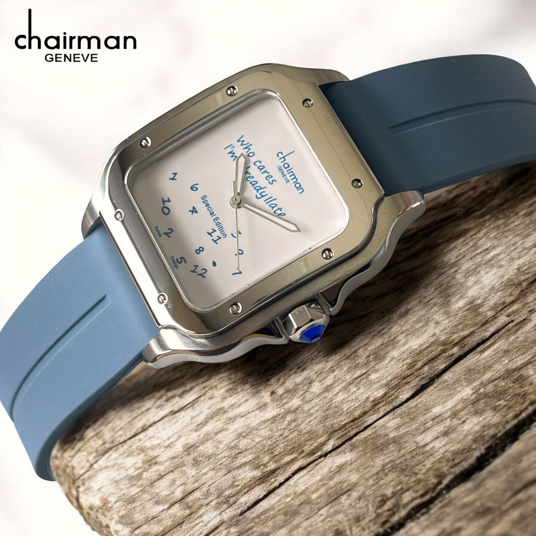 Special Edition Chairman Geneve White Dial Blue Strap Gents Watch