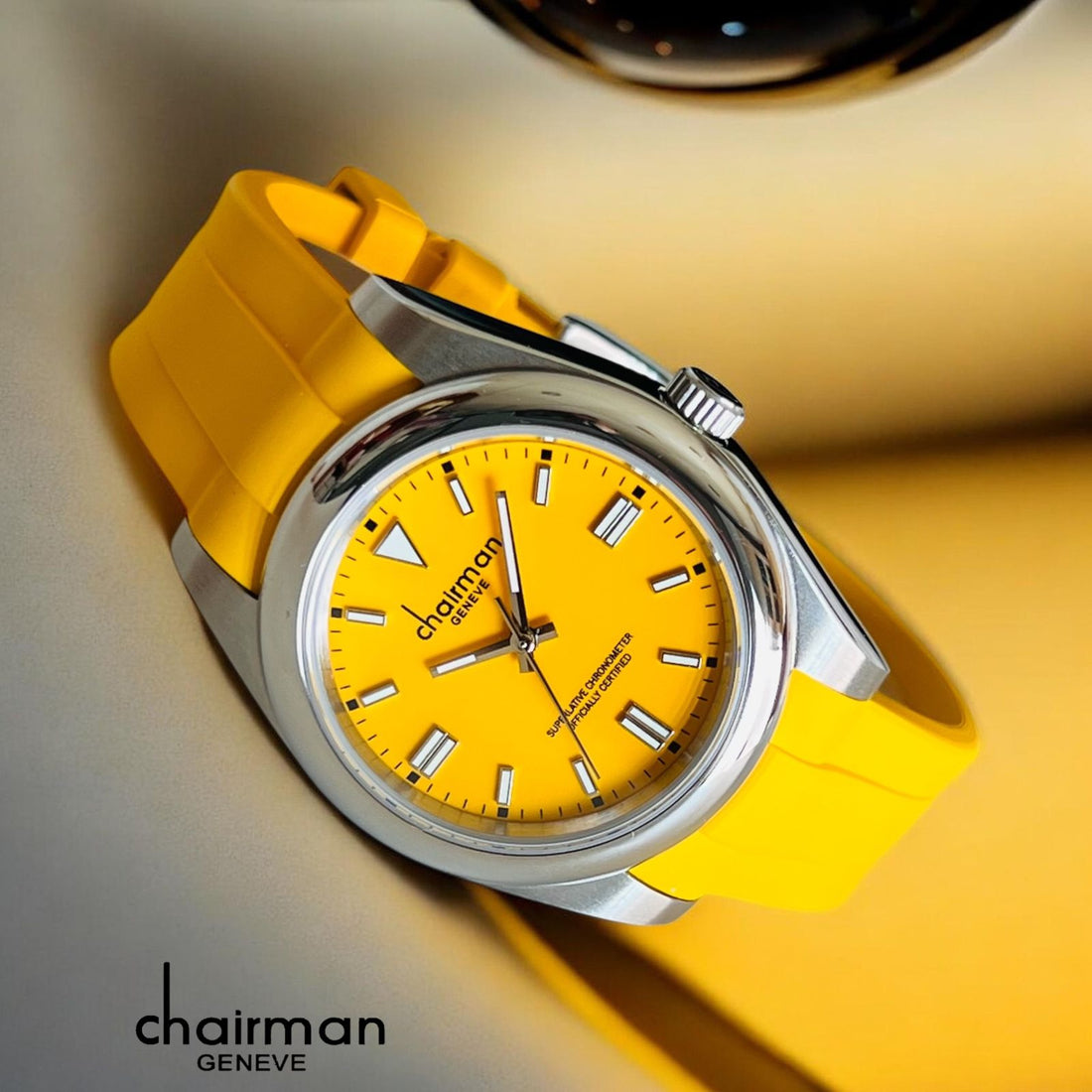 Superlative Chronometer Chairman Geneve Yellow Gents Watch