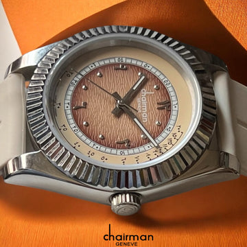 Swiss Design Chairman Geneve Arabic Baby Brown Beige Dial Beige Strap Gents Watch