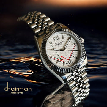 Swiss Design Chairman Geneve Beige Roman Dial Silver Chain Gents Watch