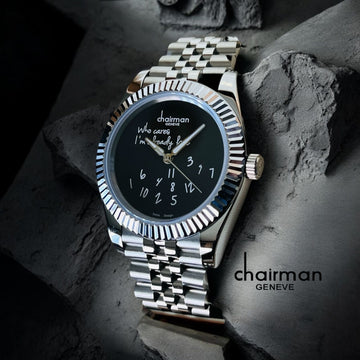 Swiss Design Chairman Geneve Black Dial Silver Chain Gents Watch