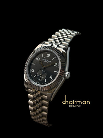 Swiss Design Chairman Geneve Black Dial Silver Chain Gents Watch