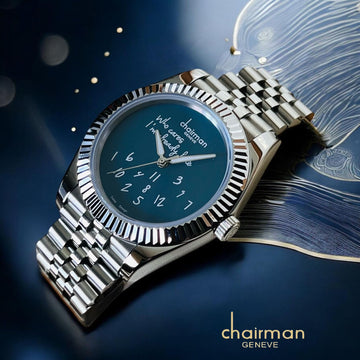 Swiss Design Chairman Geneve Blue Dial Silver Chain Gents Watch