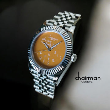 Swiss Design Chairman Geneve Bronze Dial Silver Chain Gents Watch