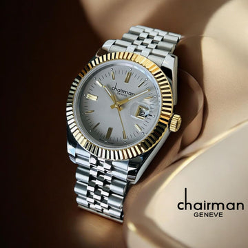 Swiss Design Chairman Geneve Dated Baby Grey Dial Silver Chain Gents Watch