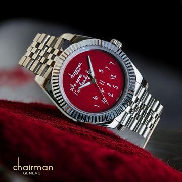 Swiss Design Chairman Geneve Red Dial Silver Chain Gents Watch