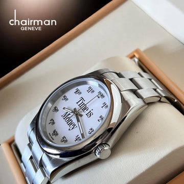 Swiss Design Chairman Geneve White Dial Silver Chain Gents Watch