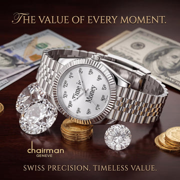 Swiss Design Chairman Geneve White Dial Silver Chain Gents Watch