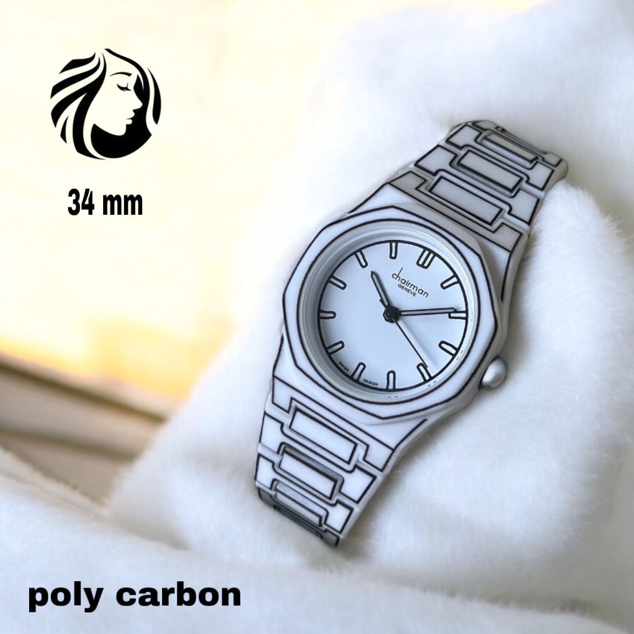 Swiss Design Chairman Geneve White Poly Carbon Gents Watch