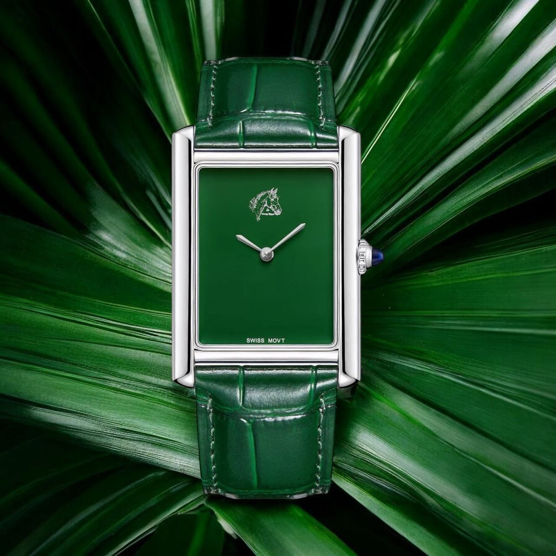 Swiss MOVT Horse Time Green Dial Green Strap Gents Watch