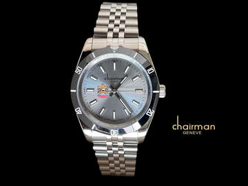 UAE Emblem Chairman Geneve Grey Dial Silver Chain Gents Watch
